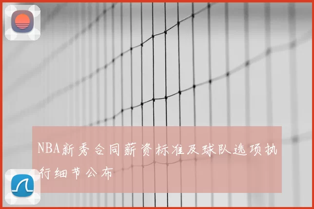 NBA新秀合同薪资标准及球队选项执行细节公布